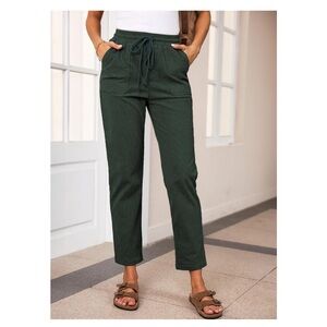 Women's Green Drawstring corduroy Pants
